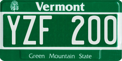 VT license plate YZF200