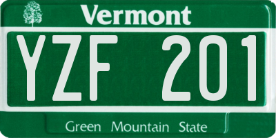 VT license plate YZF201