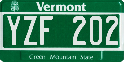 VT license plate YZF202