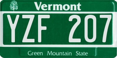 VT license plate YZF207
