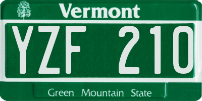 VT license plate YZF210