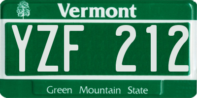 VT license plate YZF212
