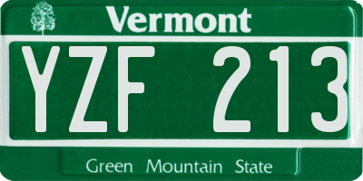 VT license plate YZF213
