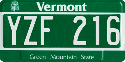 VT license plate YZF216