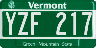 VT license plate YZF217
