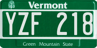 VT license plate YZF218