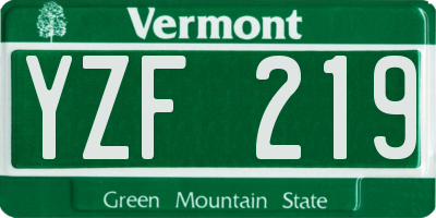 VT license plate YZF219