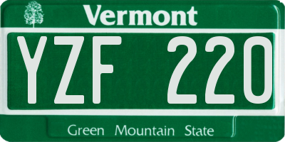 VT license plate YZF220