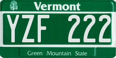 VT license plate YZF222