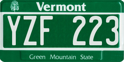 VT license plate YZF223
