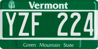 VT license plate YZF224