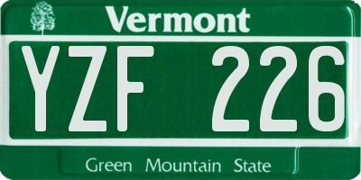 VT license plate YZF226