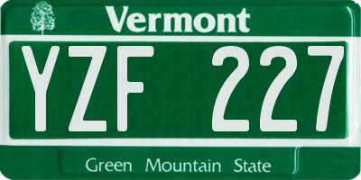 VT license plate YZF227