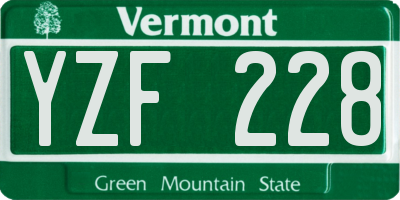 VT license plate YZF228