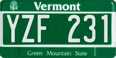 VT license plate YZF231