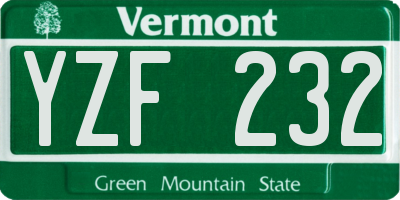VT license plate YZF232