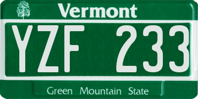 VT license plate YZF233