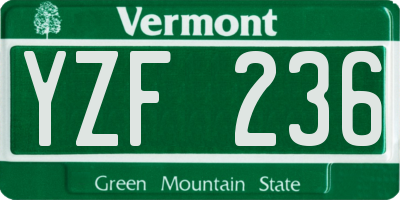VT license plate YZF236