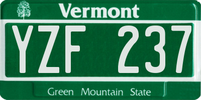 VT license plate YZF237