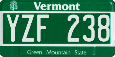 VT license plate YZF238