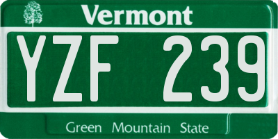 VT license plate YZF239