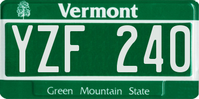 VT license plate YZF240