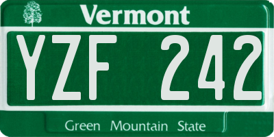 VT license plate YZF242