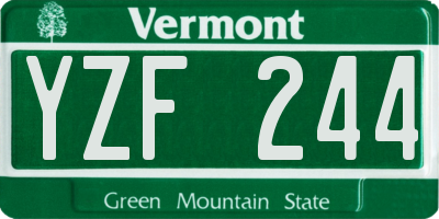 VT license plate YZF244