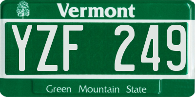 VT license plate YZF249
