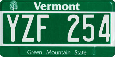 VT license plate YZF254