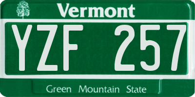 VT license plate YZF257