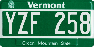 VT license plate YZF258
