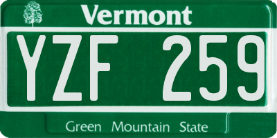 VT license plate YZF259