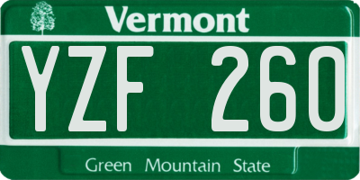 VT license plate YZF260
