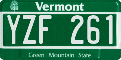 VT license plate YZF261