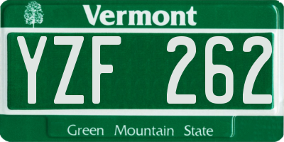 VT license plate YZF262