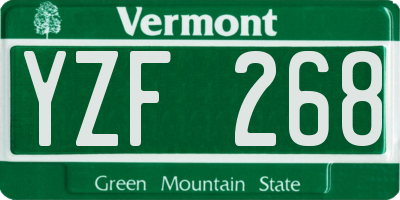 VT license plate YZF268