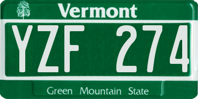 VT license plate YZF274