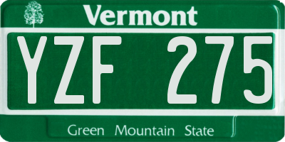 VT license plate YZF275