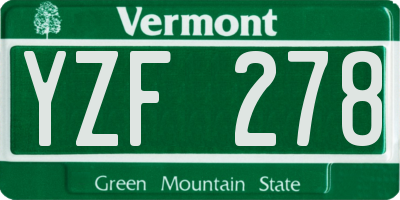 VT license plate YZF278