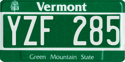 VT license plate YZF285