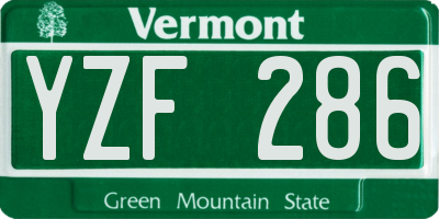 VT license plate YZF286