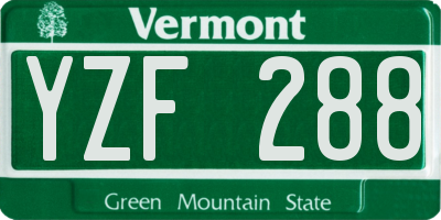 VT license plate YZF288