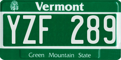 VT license plate YZF289