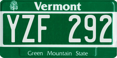 VT license plate YZF292