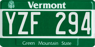 VT license plate YZF294