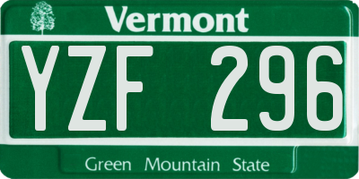 VT license plate YZF296