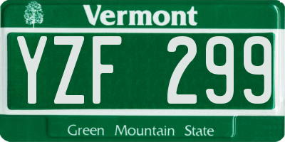 VT license plate YZF299