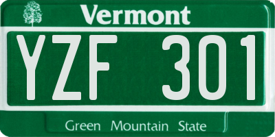 VT license plate YZF301