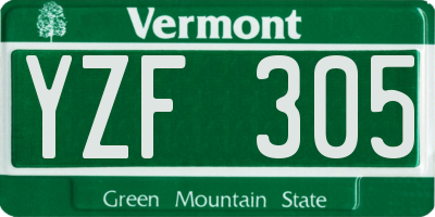 VT license plate YZF305